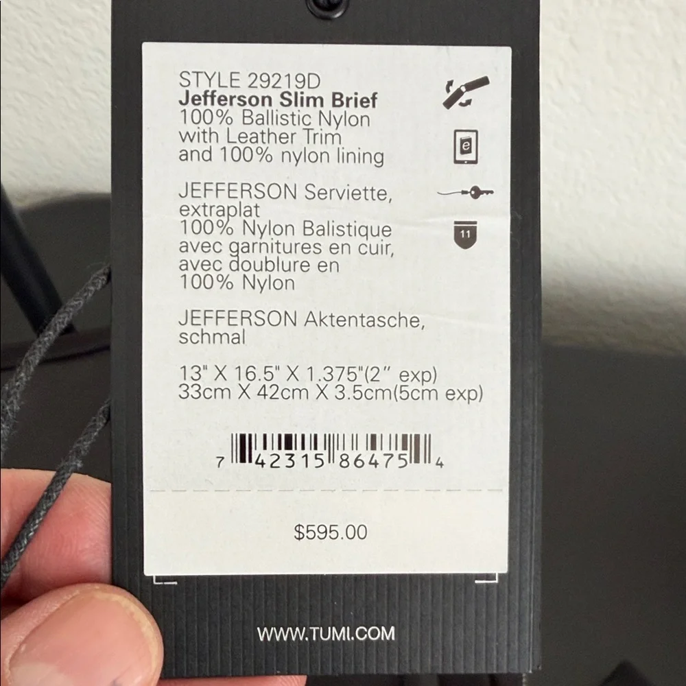 Tumi Black Slim Leather Briefcase